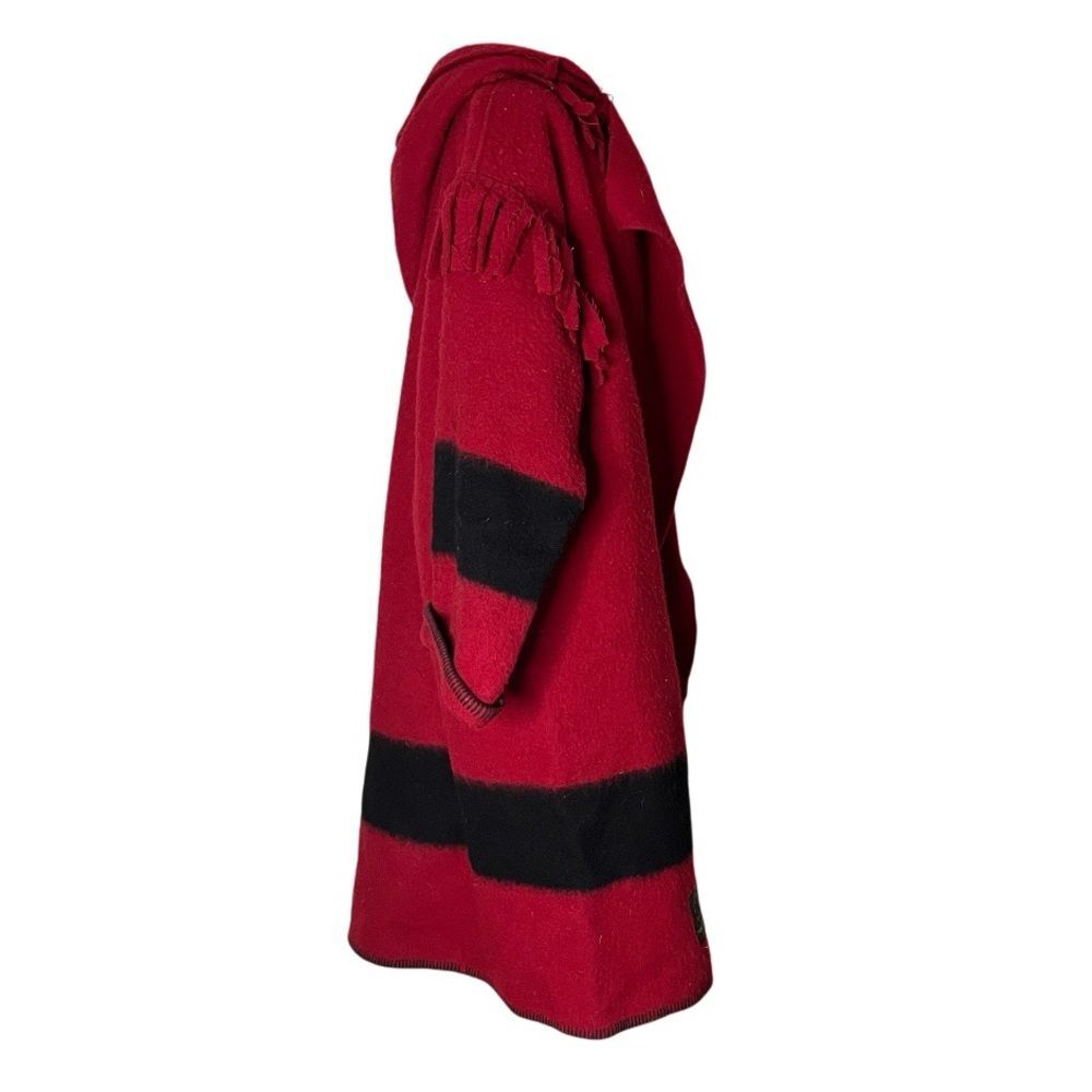 EARLYS WITNEY POINT Red Black Blanket Coat Capote Coat Hood Womens Size Large - Picture 3 of 11